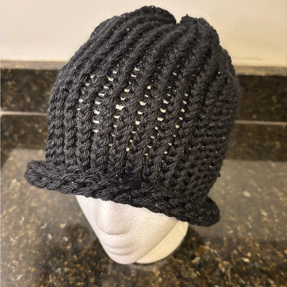 NWOT Sparkly Black Knit Beanie Hat